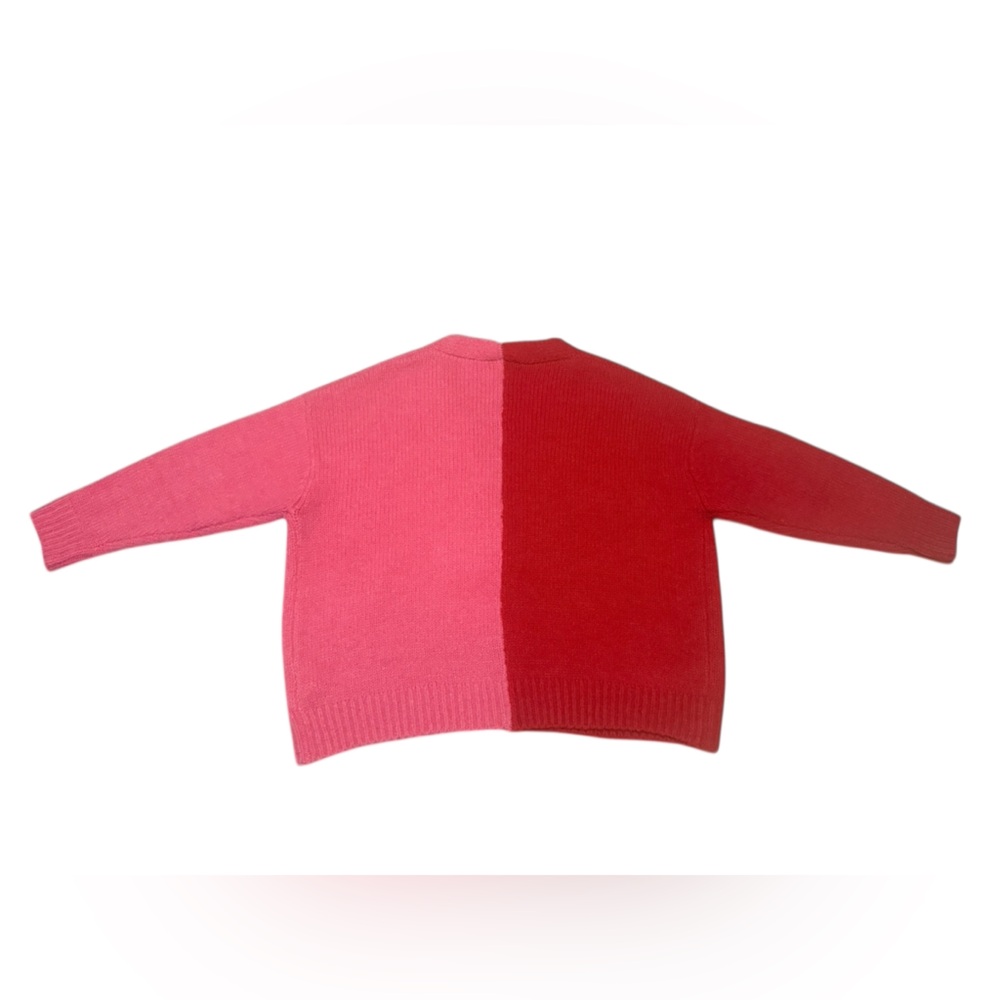 Farm Rio Color Block Pink and Red Button Down Wool Cardigan Size M - Picture 2 of 5